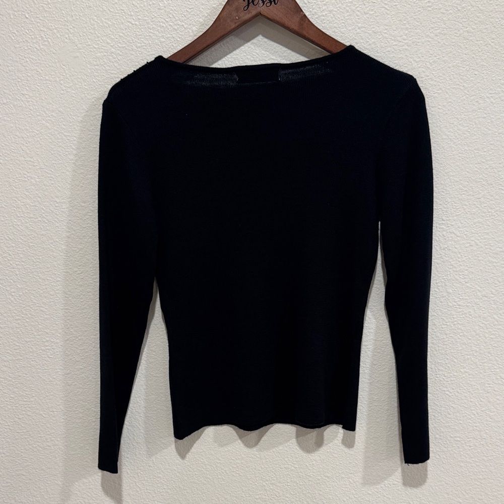 Elegant Black Long Sleeve Top with Sequin Detail - Picture 2 of 2